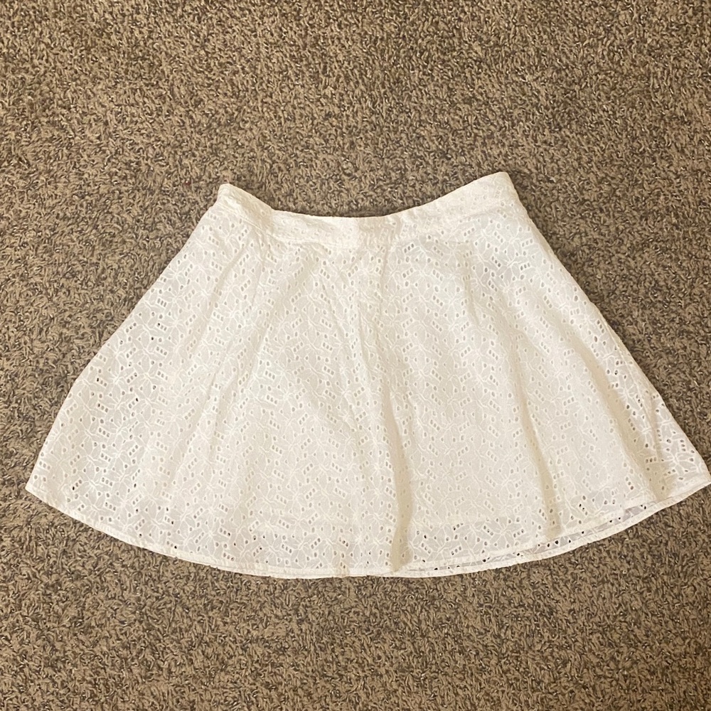 Forever 21 White Eyelet Skater Skirt